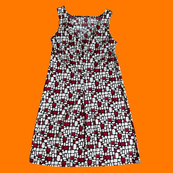 90's vintage groovy mod abstract print sleeveless mini dress MEDIUM *flaws* - Picture 3 of 8